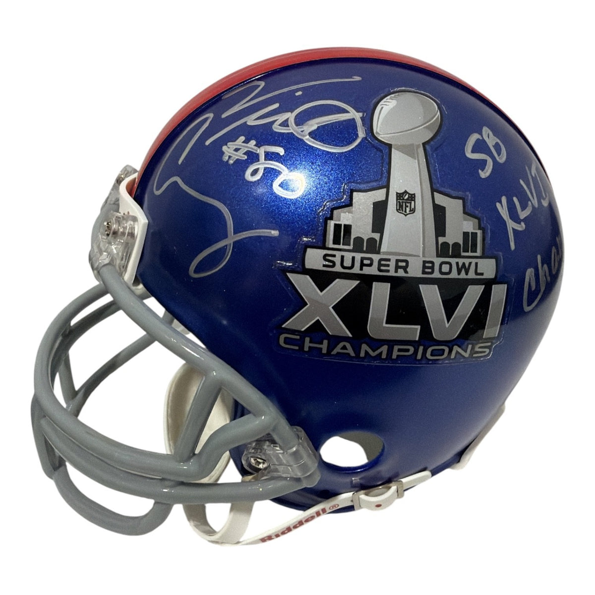 Victor Cruz Signed Giants Super Bowl XLVI Logo Mini Helmet w/ Insc. STEINER COA0