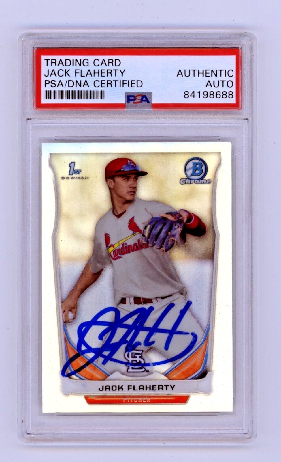 Jack Flaherty 2014 Bowman Draft Chrome Refractor RC Signed PSA Authentic Auto0