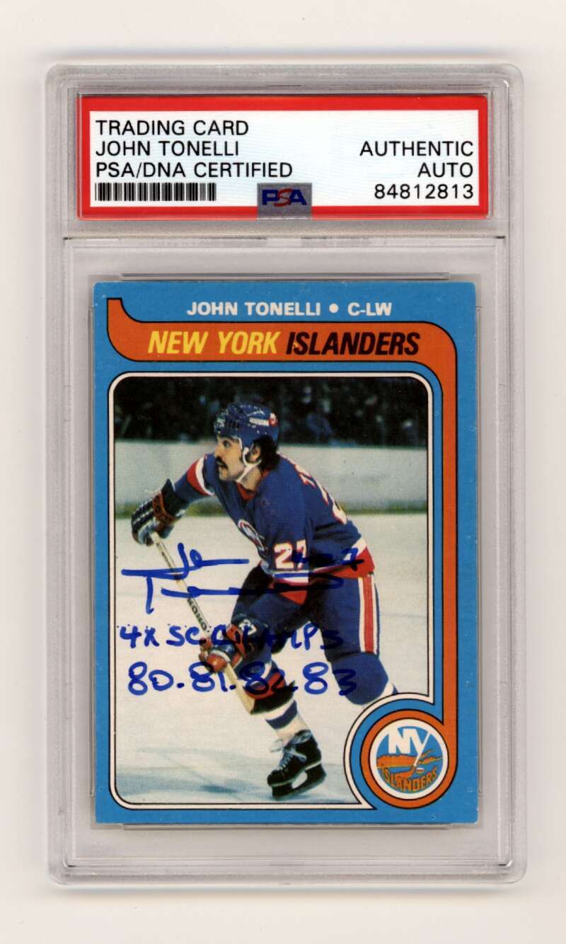 John Tonelli 1979-80 O-Pee-Chee OPC #146 RC w/ SC Insc Signed PSA Authentic Auto0