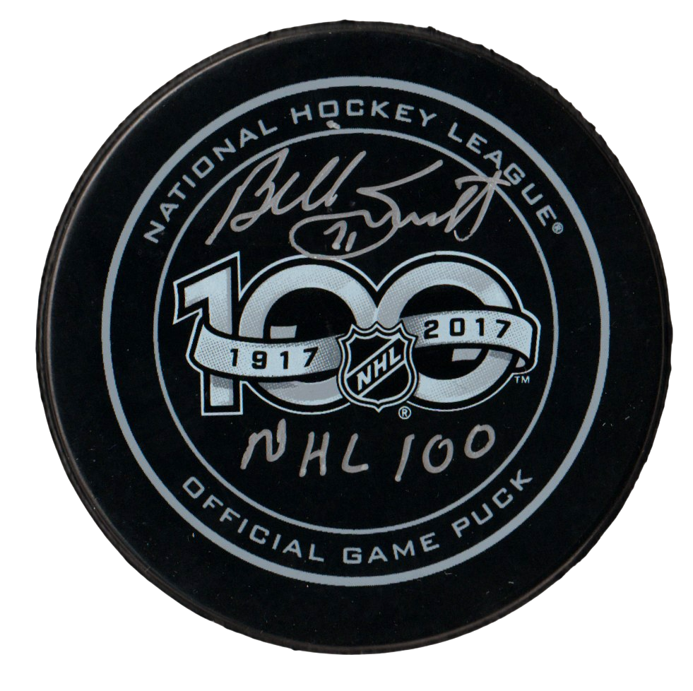 Billy Smith Signed NHL 100th Official Game Puck w/ NHL 100 Beckett Wit BAS COA0