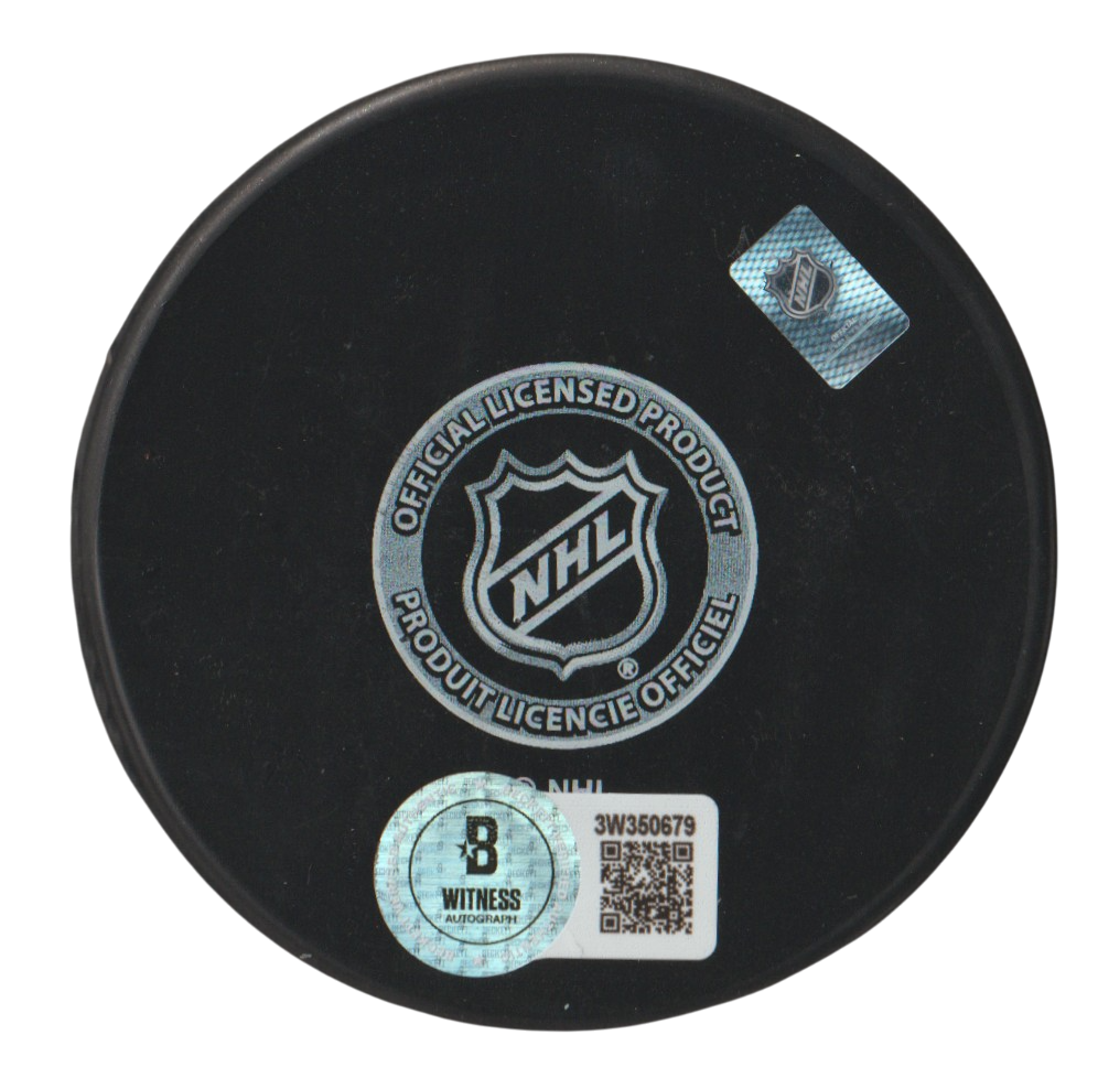 Al Iafrate Signed Maple Leafs Logo Puck w/ 4x AS Beckett Witness BAS COA1