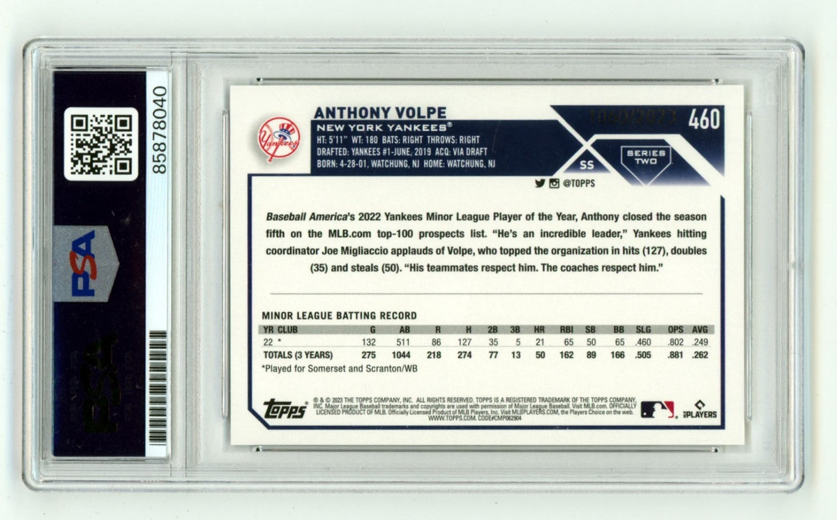 Anthony Volpe 2023 Topps Series 2 #460 Gold Parallel Signed RC /2023 PSA 10 Auto1