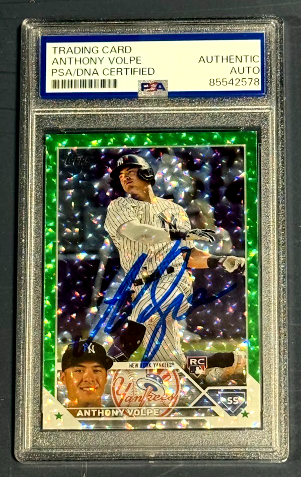 Anthony Volpe 2023 Topps Series 2 460 Green Foilboard RC /499 PSA Authentic Auto0