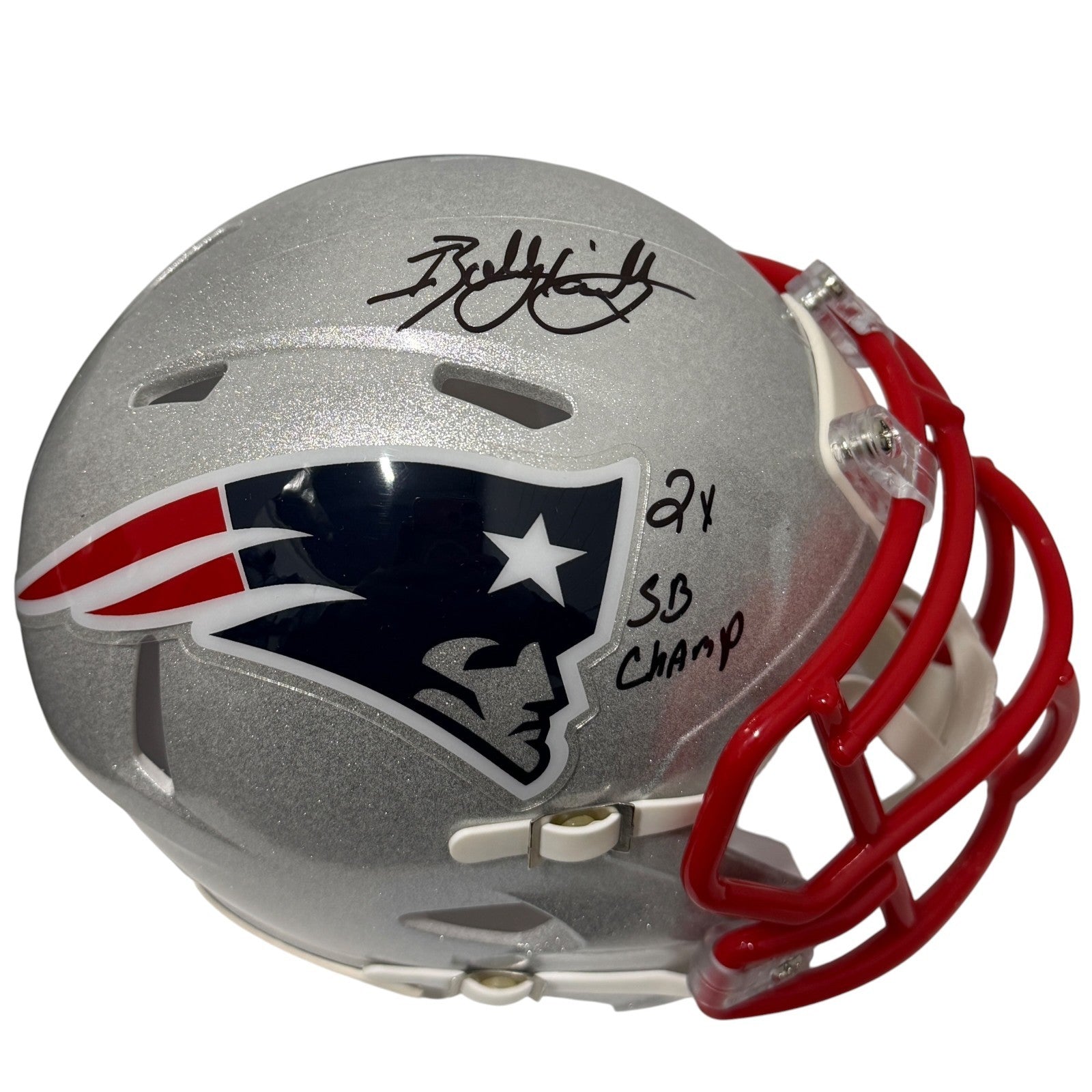 Bobby Hamilton Signed Patriots Speed Mini Helmet w/ 2x SB Champ JSA Witness COA0