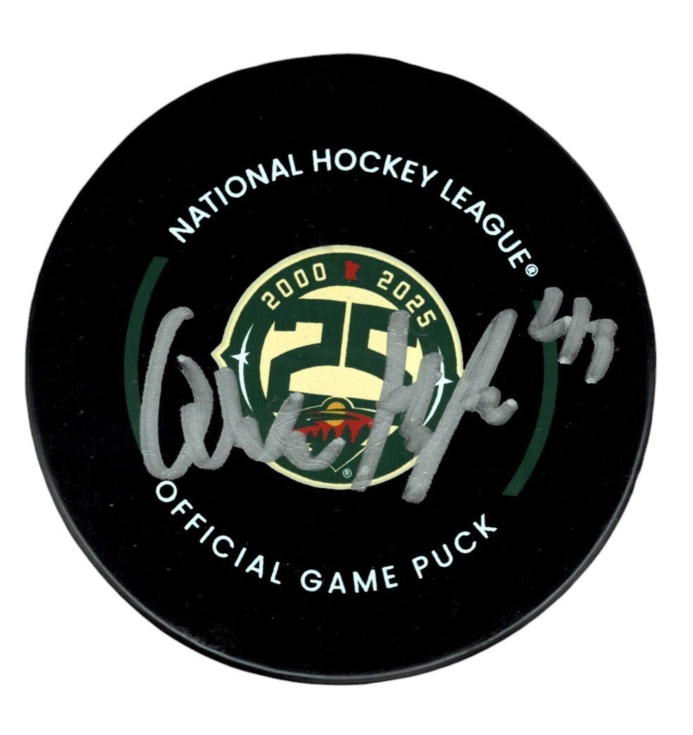 Quinn Hughes Signed Minnesota Wild 25th Anniversary Logo Game Puck Fanatics COA0