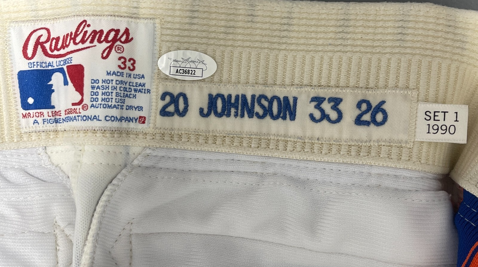 Howard Johnson Signed 1990 New York Mets Game Used Baseball Pants JSA COA Set 13