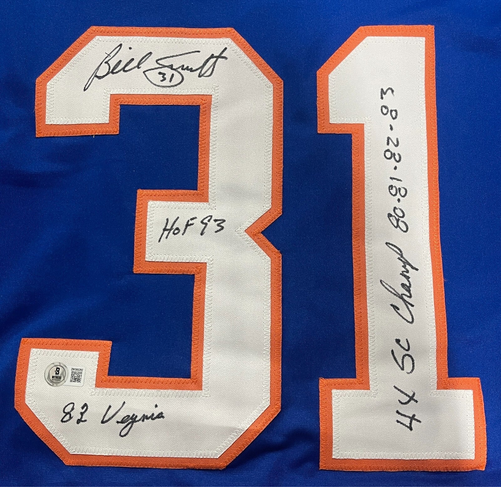Billy Smith Signed New York Islanders Custom Jersey w/ 3 Insc Beckett W BAS COA1