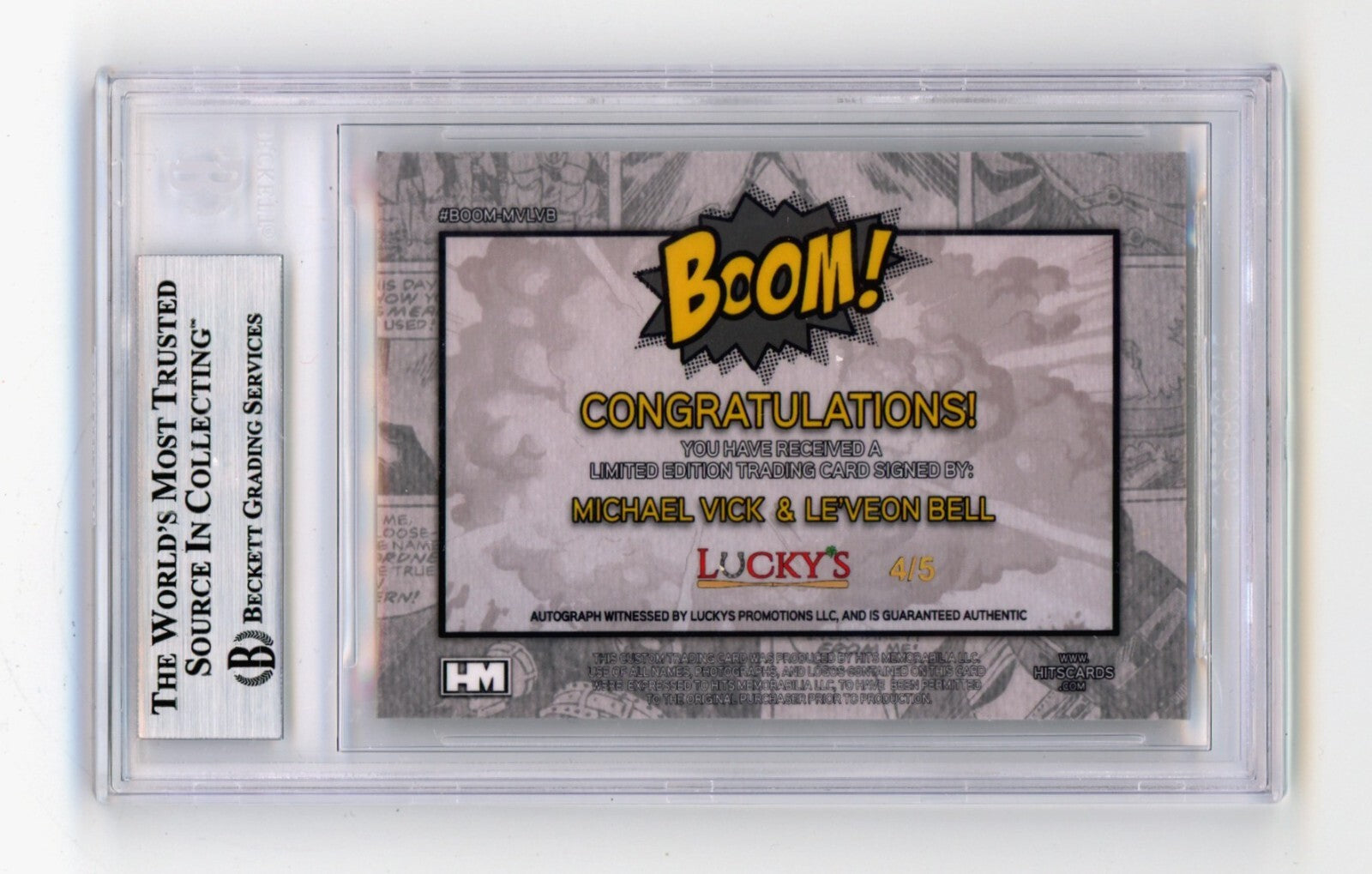 Michael Vick Le'Veon Bell 2024 Hits Memorabilia BOOM Gold /5 Signed BGS BAS Auto1