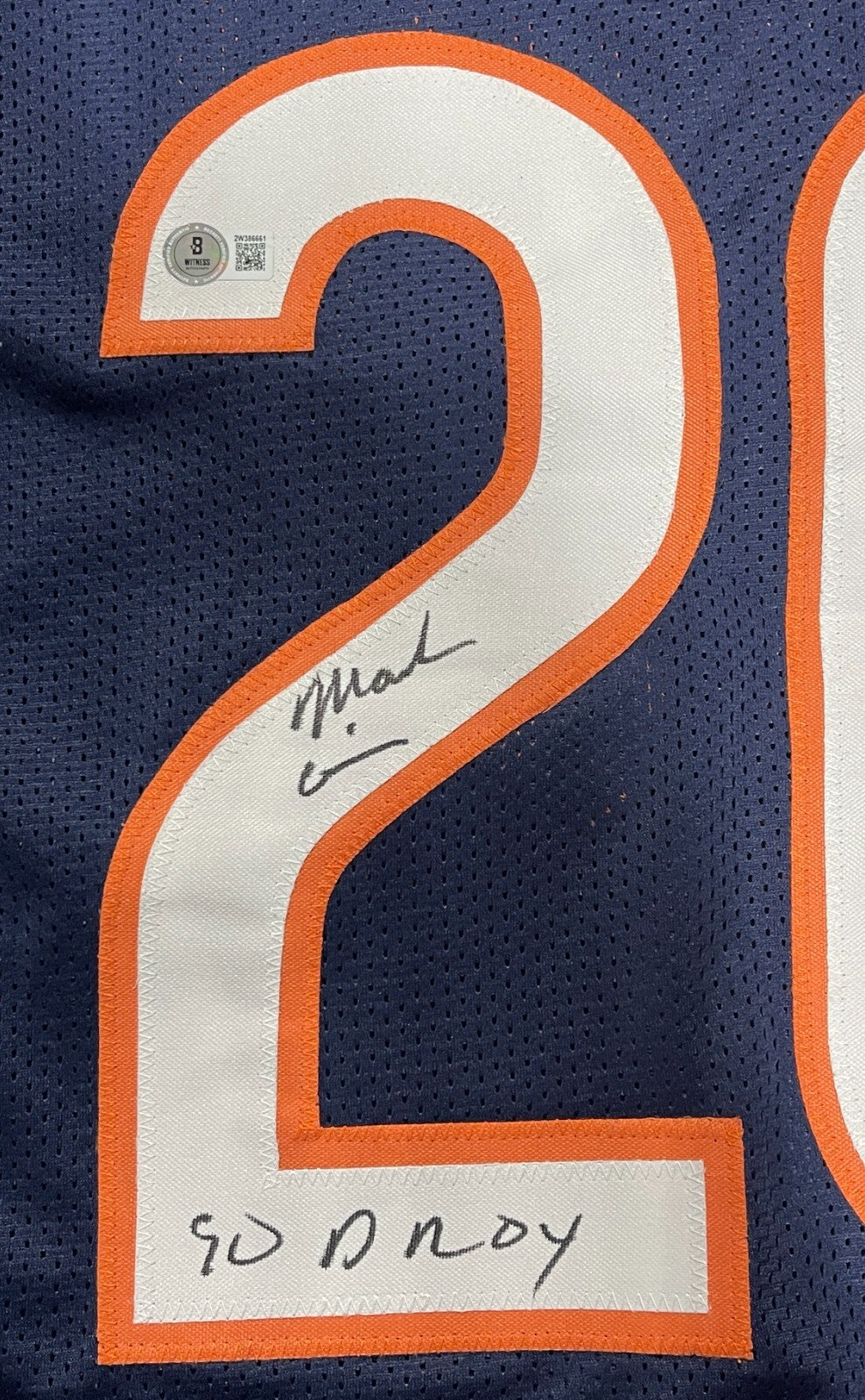 Mark Carrier Signed Bears Custom Jersey w/ 90 DROY Beckett Witness BAS COA1