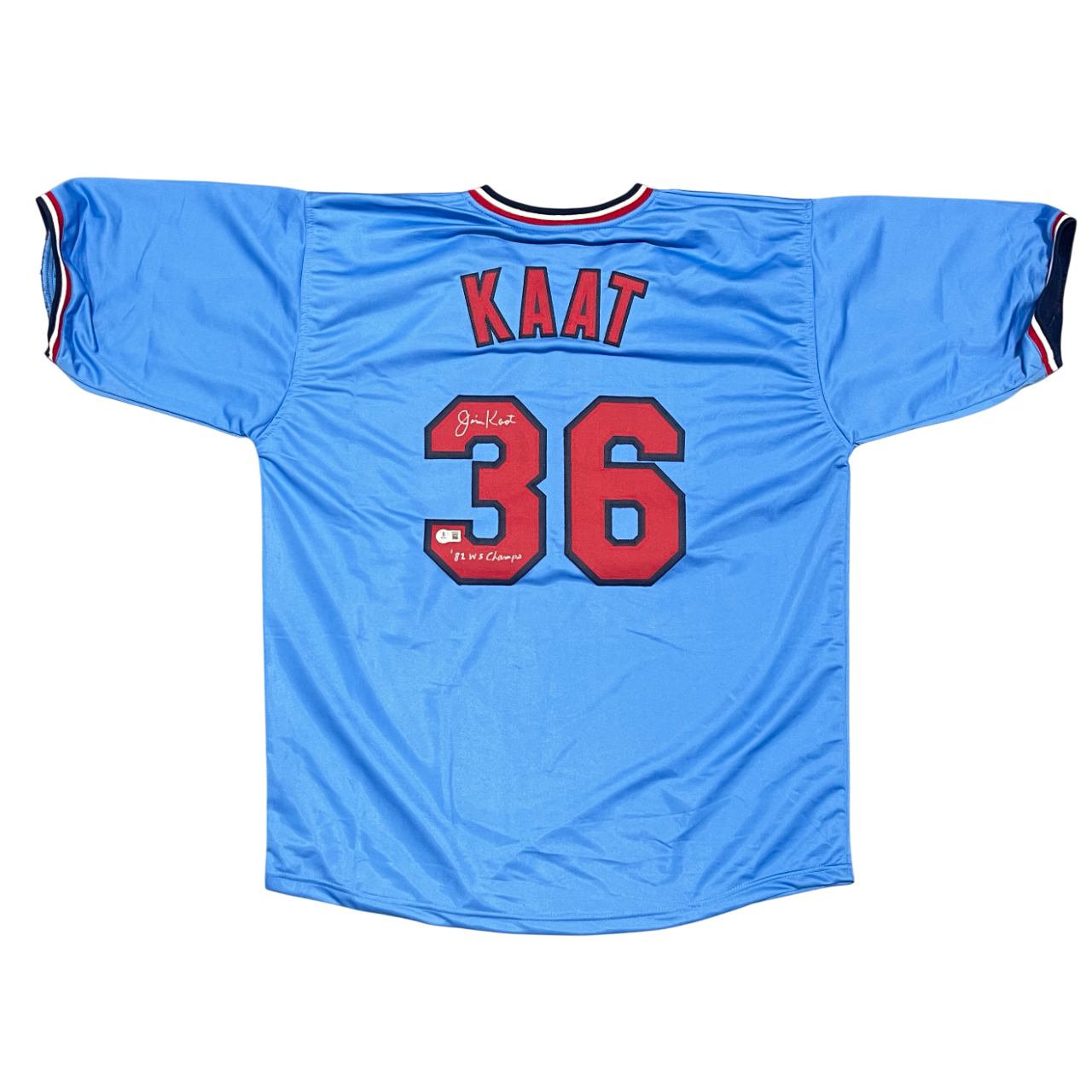 Jim Kaat Signed St Louis Custom Jersey w/ 82 WS Champs Beckett Witness BAS COA0