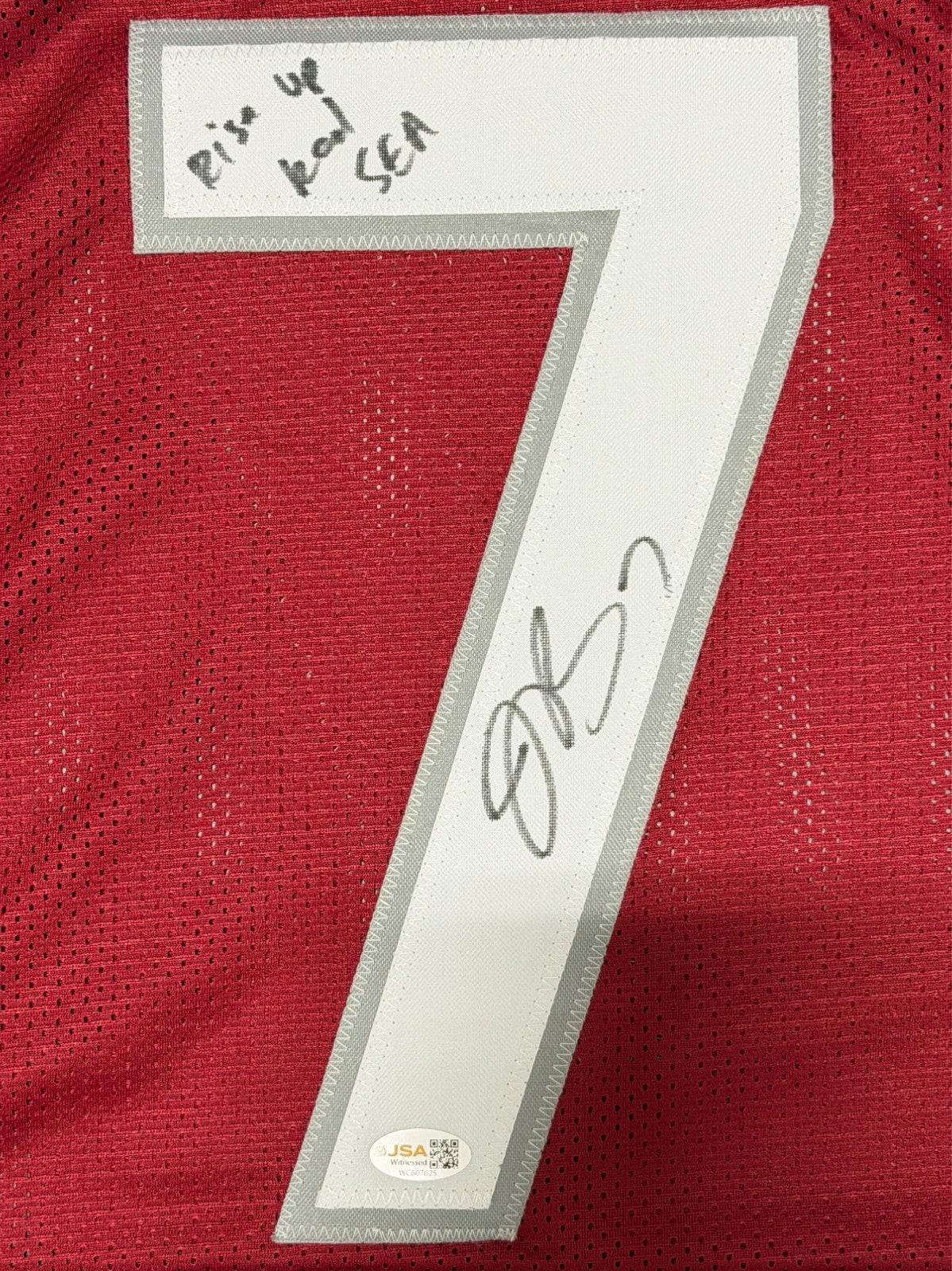 Jacoby Brissett Signed Cardinals Custom Jersey w/ Rise Up Red Sea JSA Wit COA1
