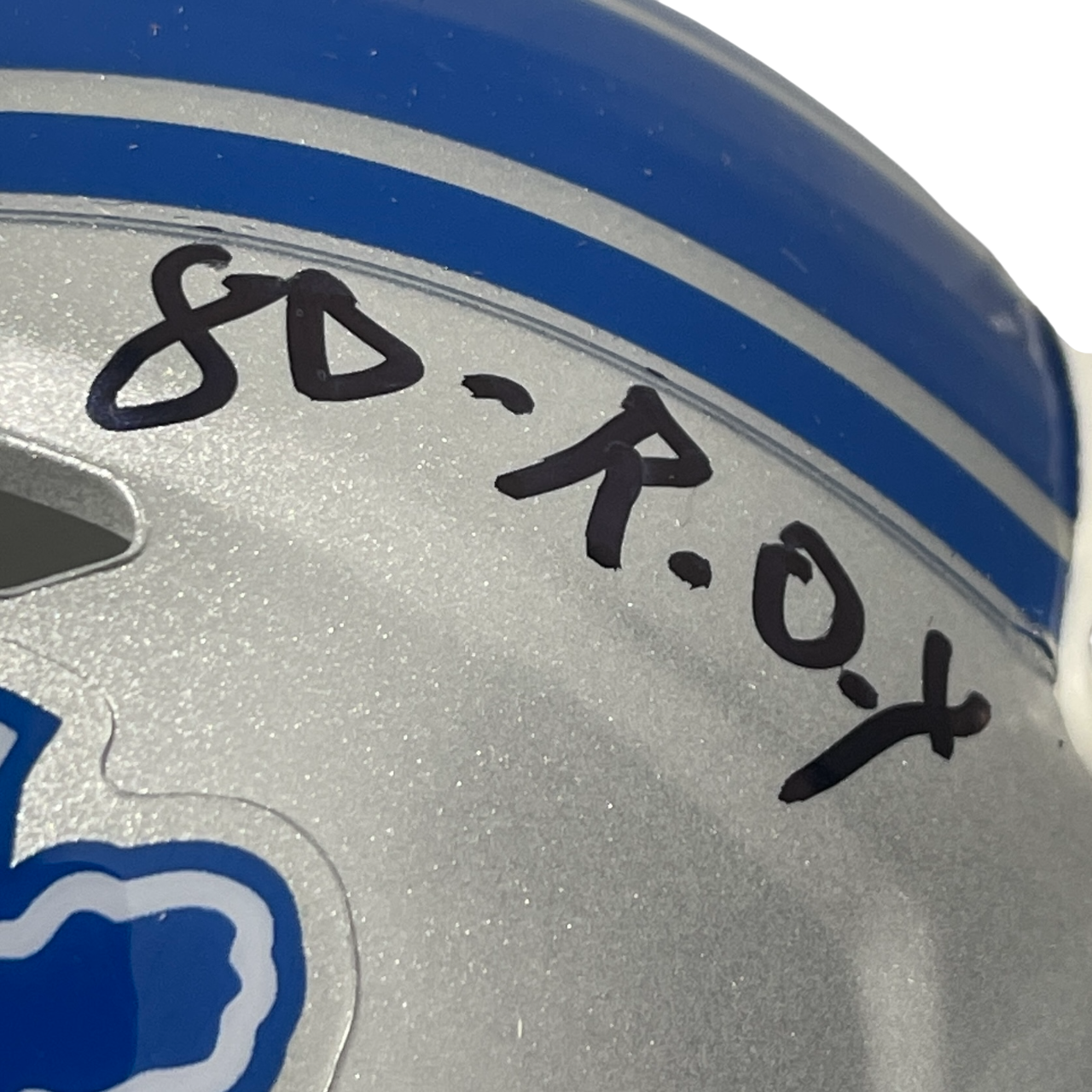 Billy Sims Signed Lions Speed Mini Helmet w/ 80 ROY Beckett Witness BAS COA2