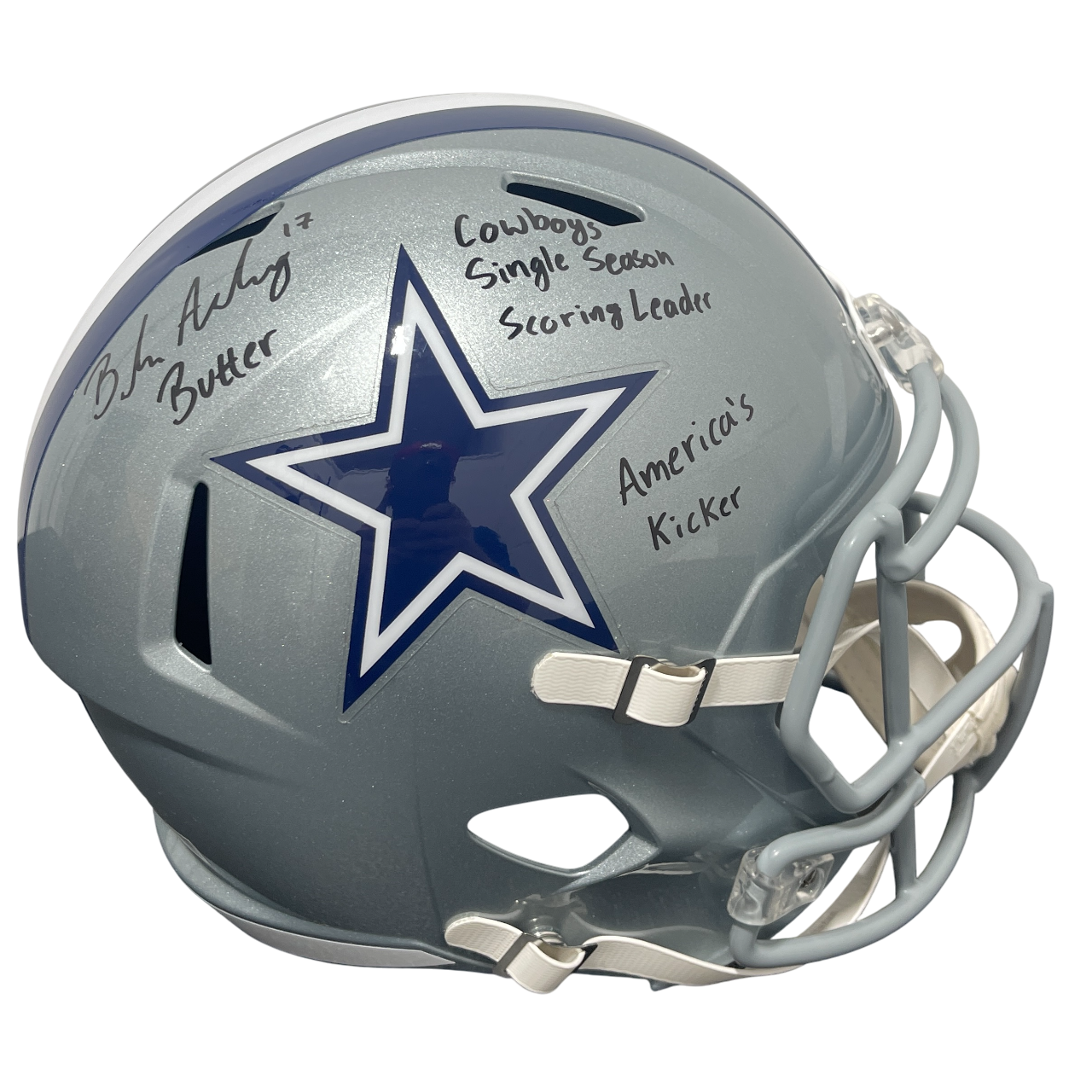 Brandon Aubrey Signed Cowboys Full Size FS Helmet w/ 3 Ins Beckett Wit BAS COA0