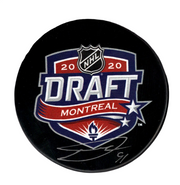 Dawson Mercer Signed Autographed 2020 NHL Draft Puck JSA Witness COA Devils0