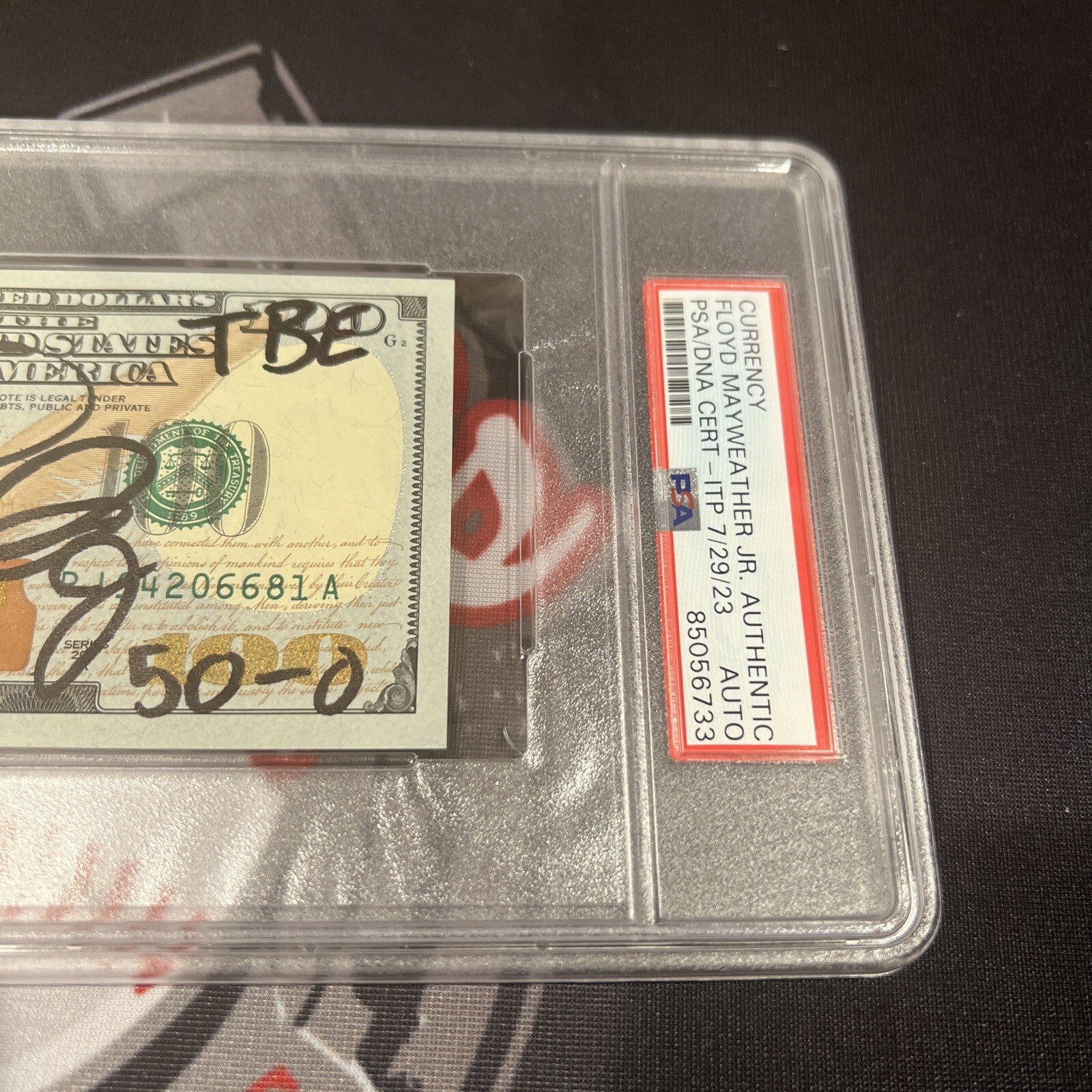 Floyd Mayweather Jr. Signed $100 Bill US Currency x4 Inscription PSA Auth Auto C3