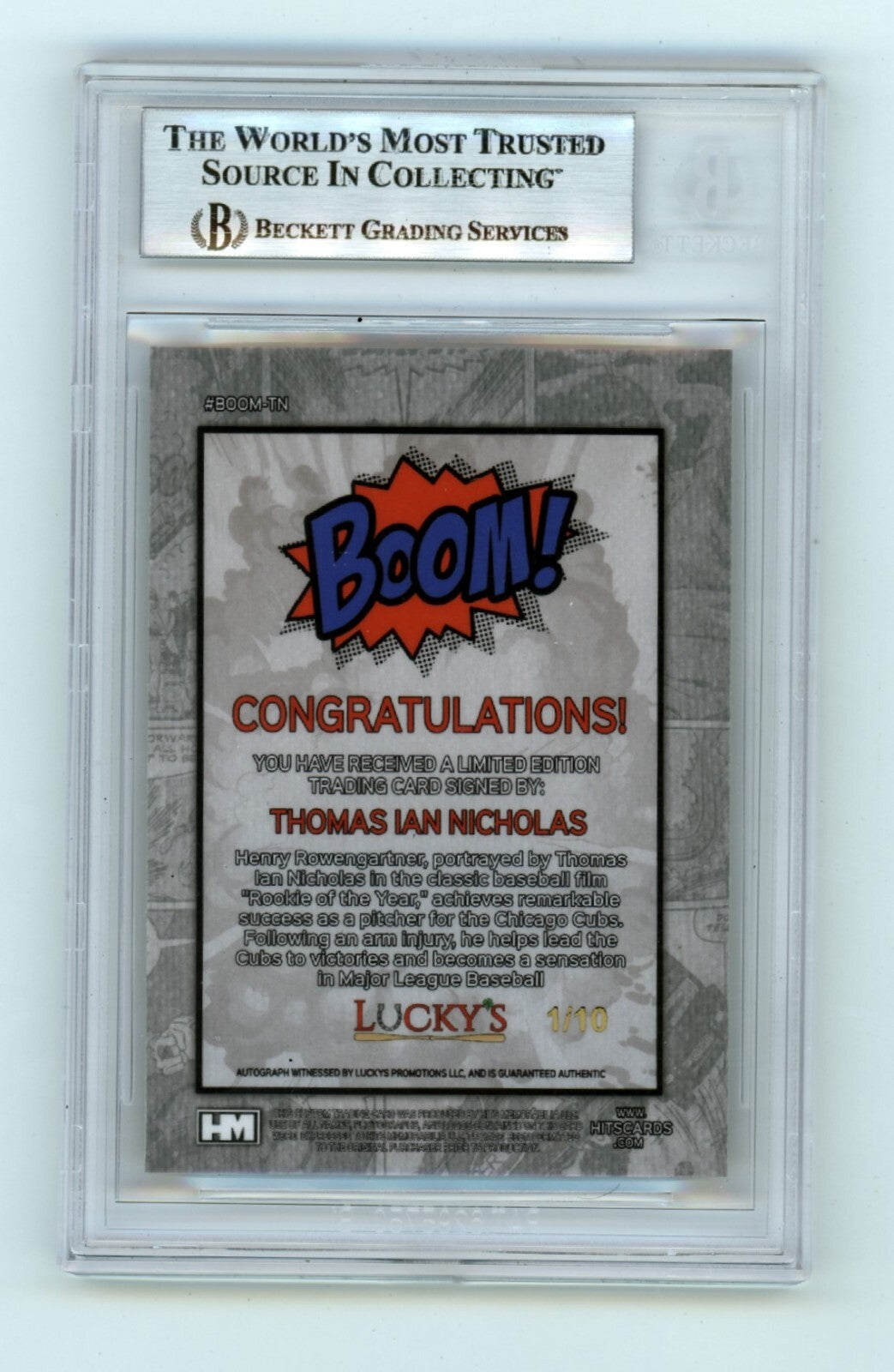 Thomas Ian Nicholas 2024 Hits Memorabilia BOOM Gold JSY 1/10 Signed BGS BAS Auto1