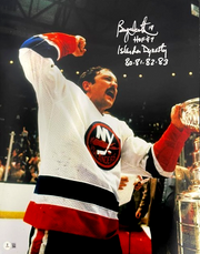 Bryan Trottier Signed New York Islanders 16x20 Photo Ins Beckett Witness BAS COA0