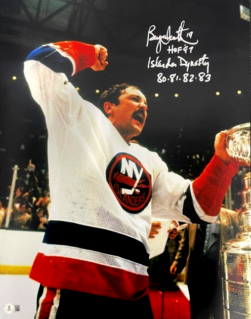 Bryan Trottier Signed New York Islanders 16x20 Photo Ins Beckett Witness BAS COA0