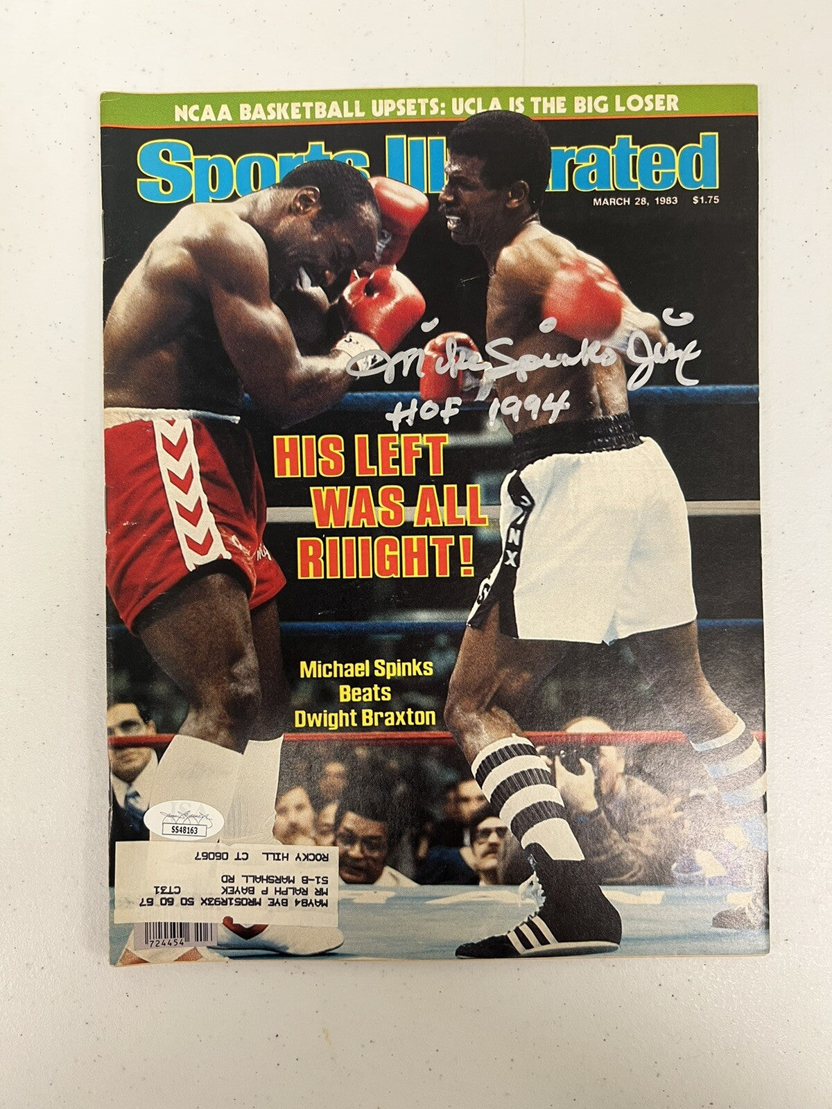 Michael Spinks Jinx Signed Auto Sports Illustrated "HOF 1994" JSA COA 3/28/83 L0