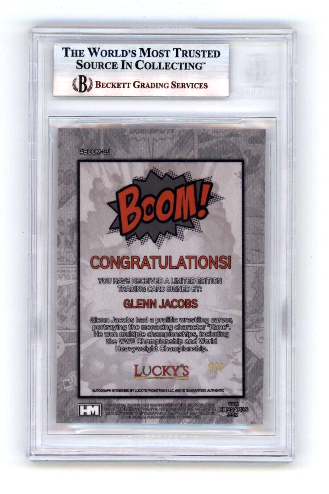 Glenn Jacobs KANE 2024 Hits Memorabilia BOOM Super #1/1 Signed BGS BAS Auto1