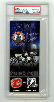 Martin St. Louis Signed 2004 Stanley Cup Game 1 Comm. Ticket w/ Insc. PSA Auto0