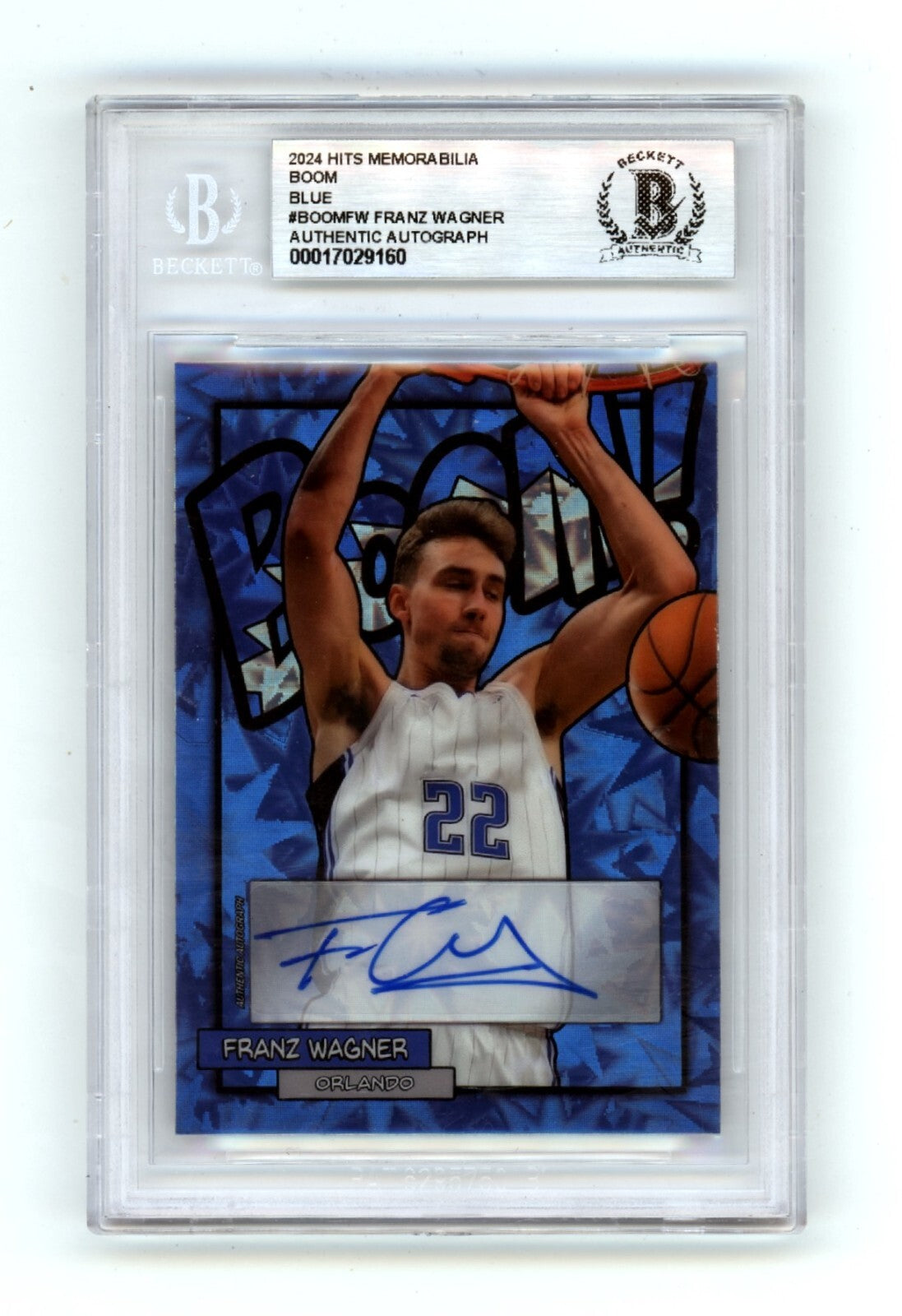 Franz Wagner 2024 Hits Memorabilia BOOM Blue #/2 Signed BGS BAS Auto Magic0