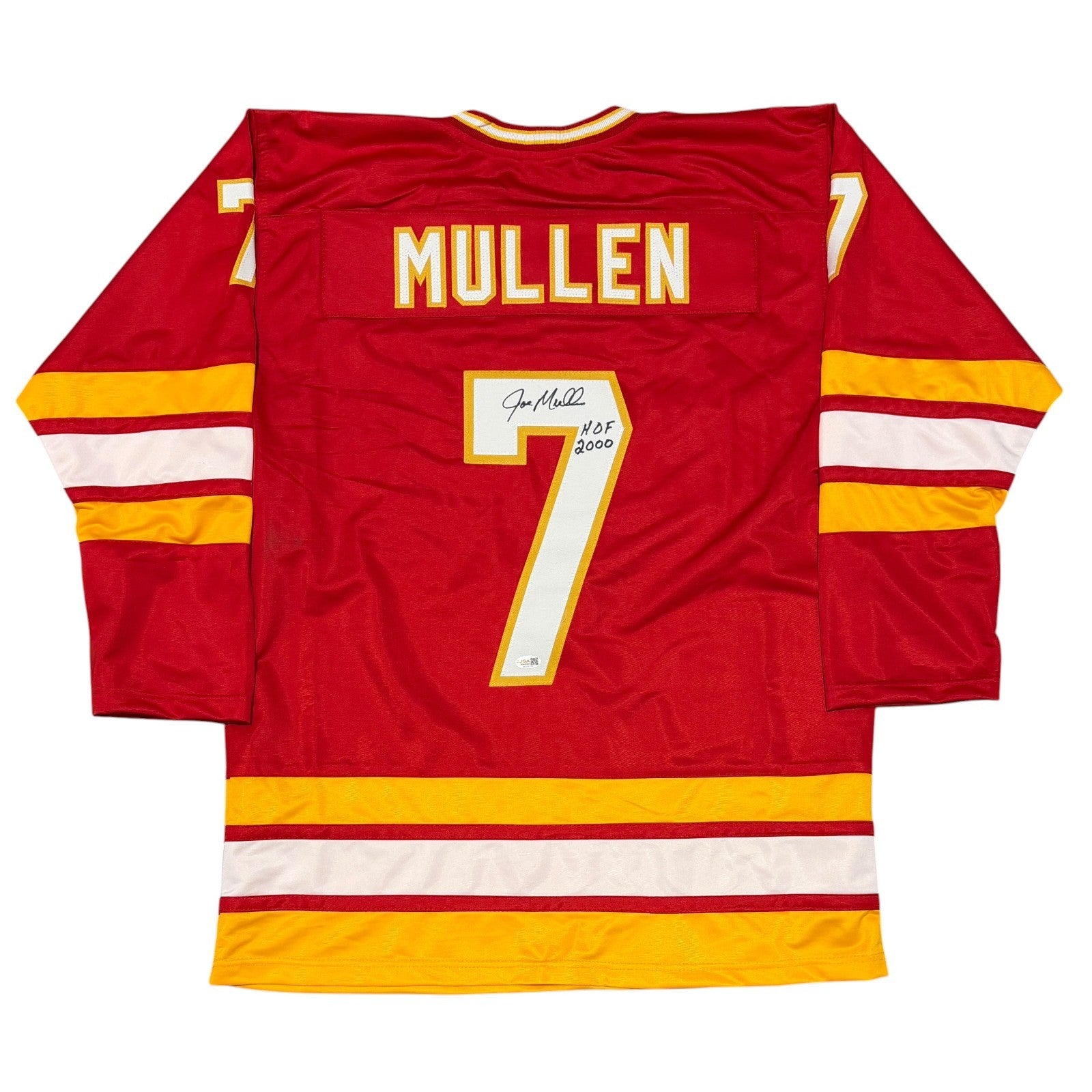 Joe Mullen Signed Calgary Flames Custom Jersey w/ HOF 2000 JSA Witness COA0