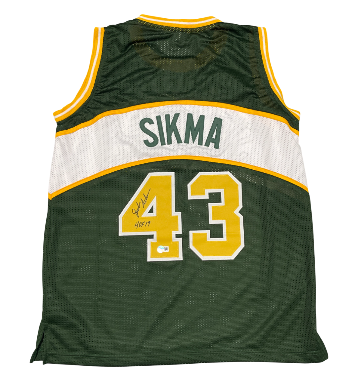 Jack Sikma Signed Seattle Sonics Custom Jersey w/ HOF 19 Beckett Witness BAS COA0