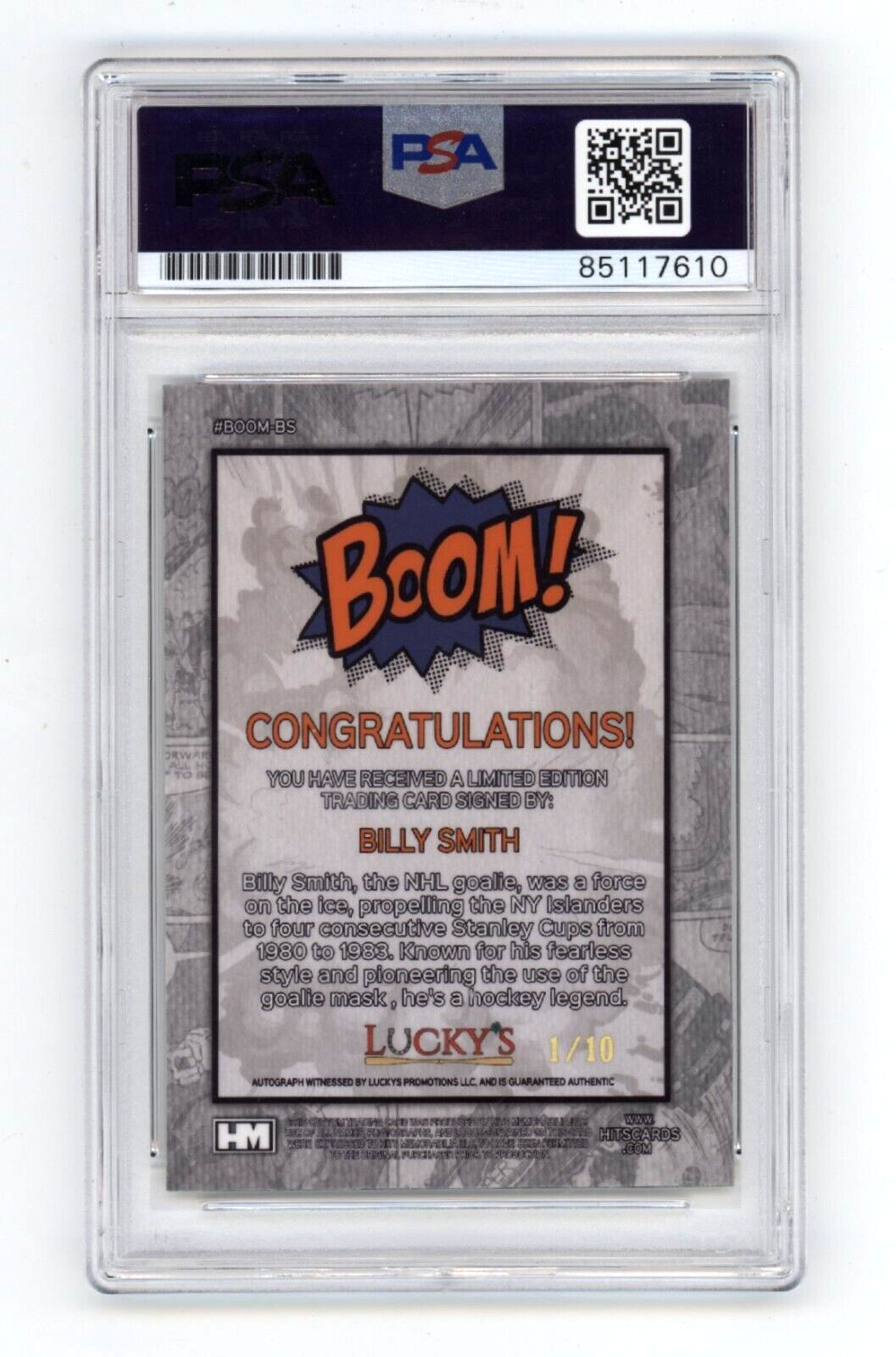 Billy Smith 2024 Hits Memorabilia BOOM Gold #/10 Signed PSA Auto Islanders1