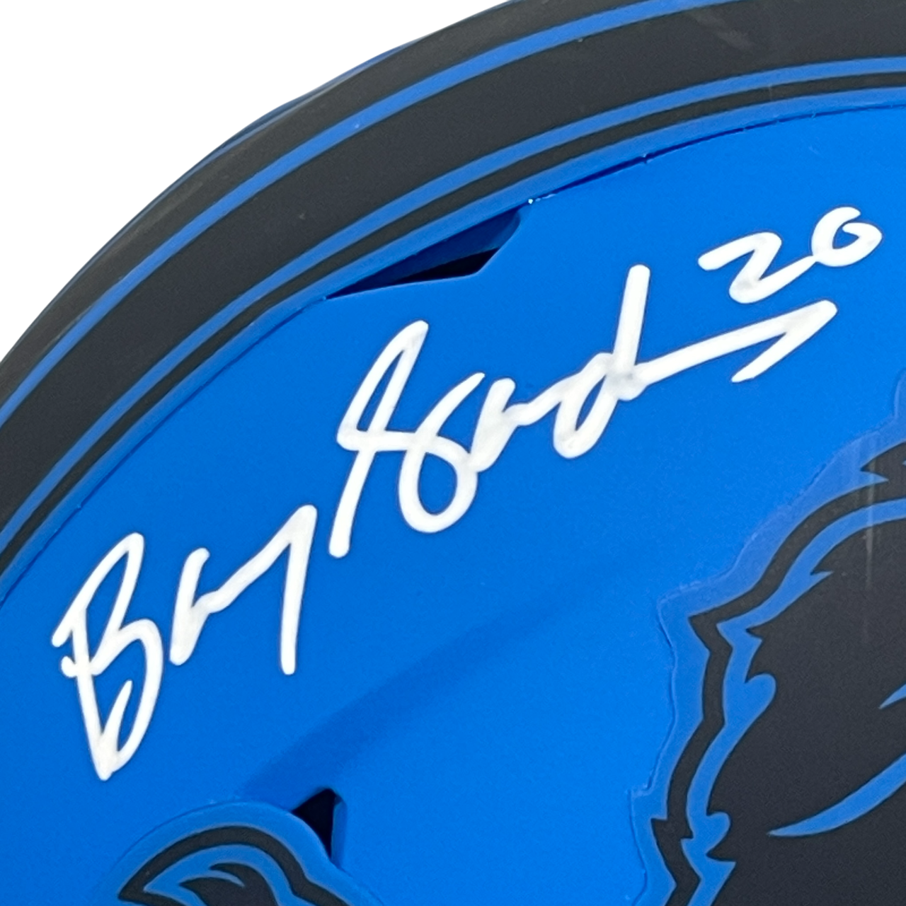 Barry Sanders Signed Detroit Lions Rave Mini Helmet Beckett Witness BAS COA1