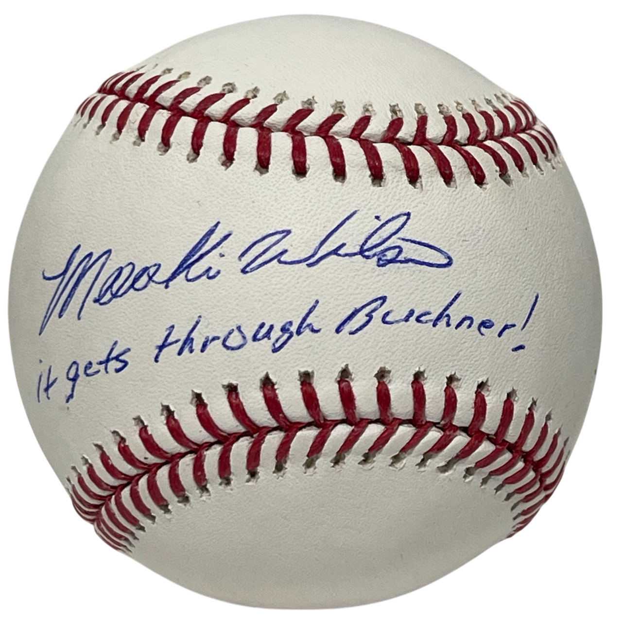 Mookie Wilson Signed ROMLB Baseball w/ it gets through Buckner PSA COA Mets0