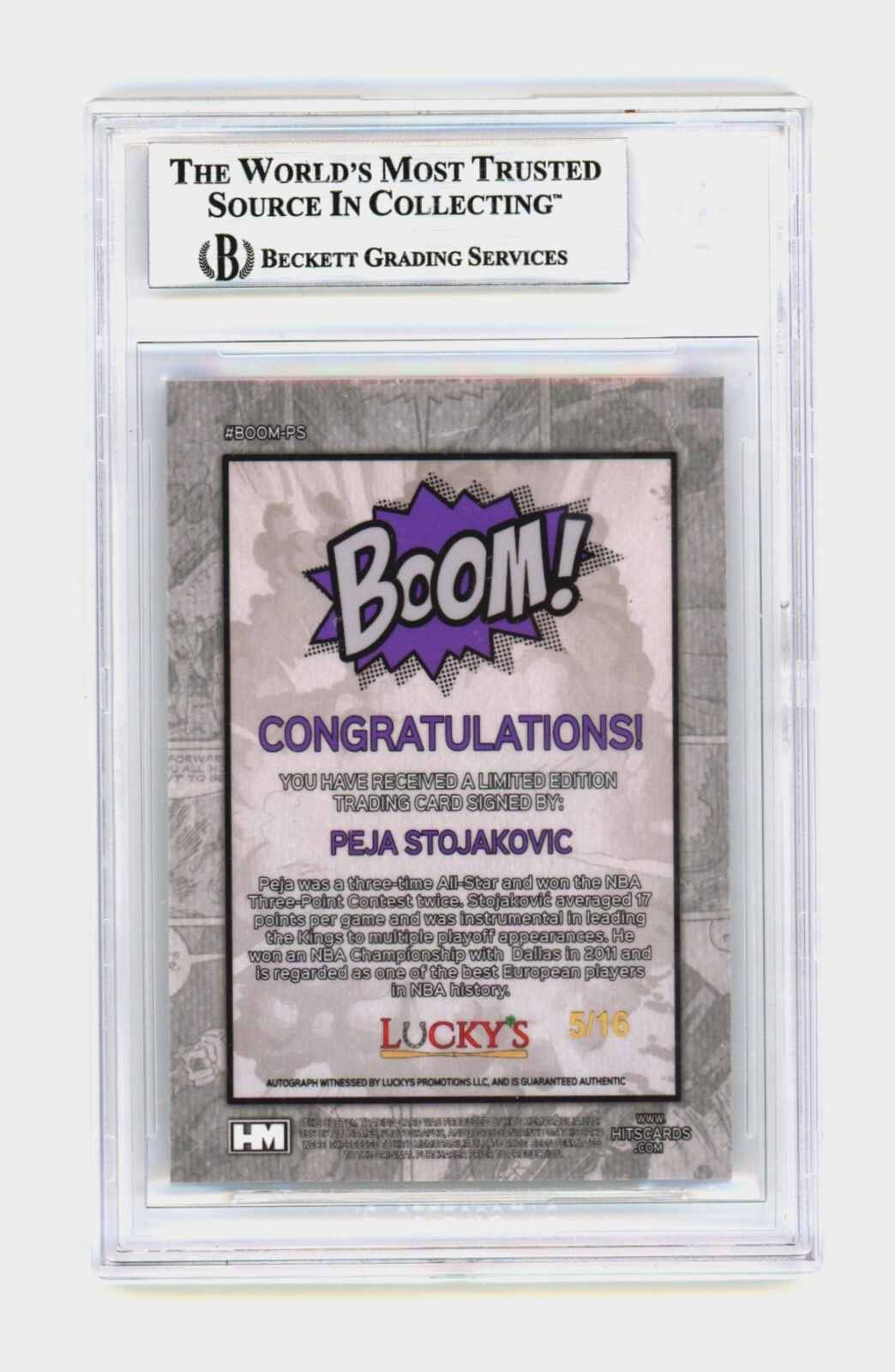 Peja Stojakovic 2024 Hits Memorabilia BOOM Silver /16 Signed BGS BAS Auto Kings1