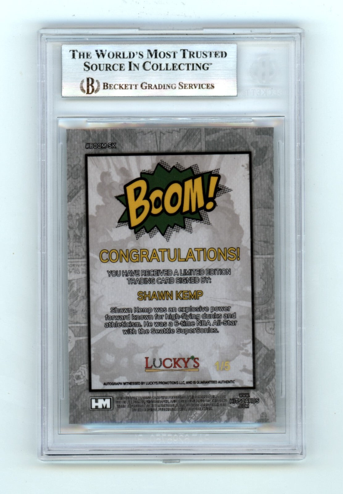 Shawn Kemp 2024 Hits Memorabilia BOOM Green #/5 Signed BGS BAS Auto Sonics1