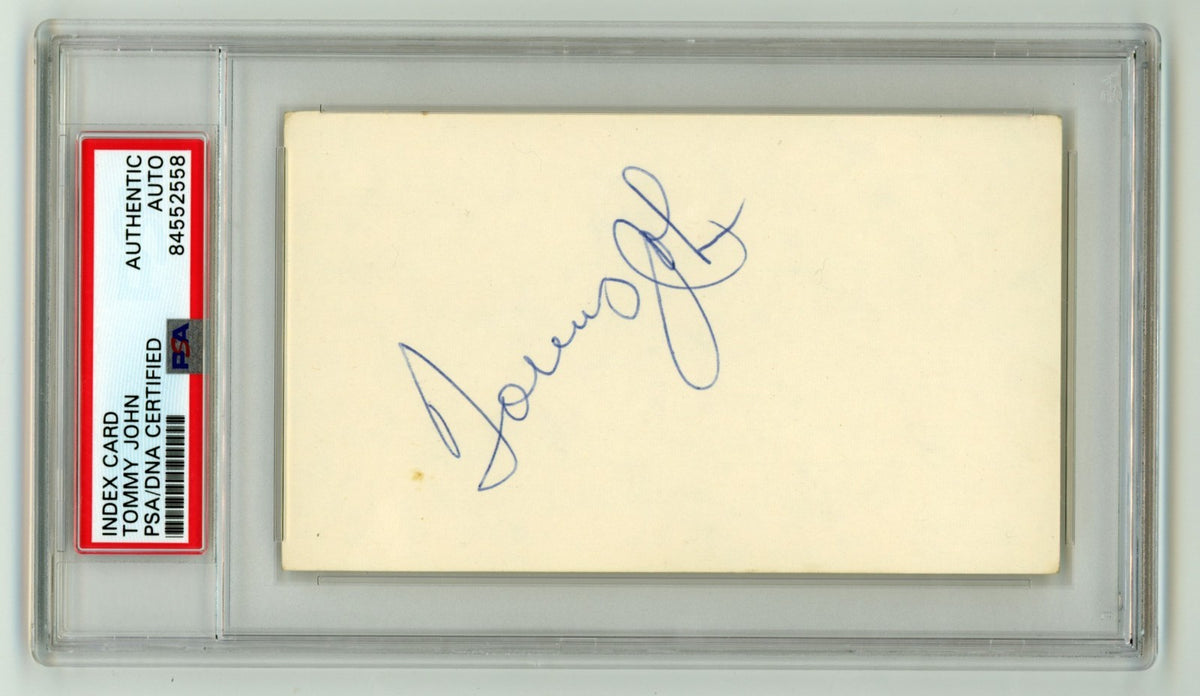 Tommy John Signed Autographed 3x5 Index Card Cut PSA Authentic Auto Yankees0