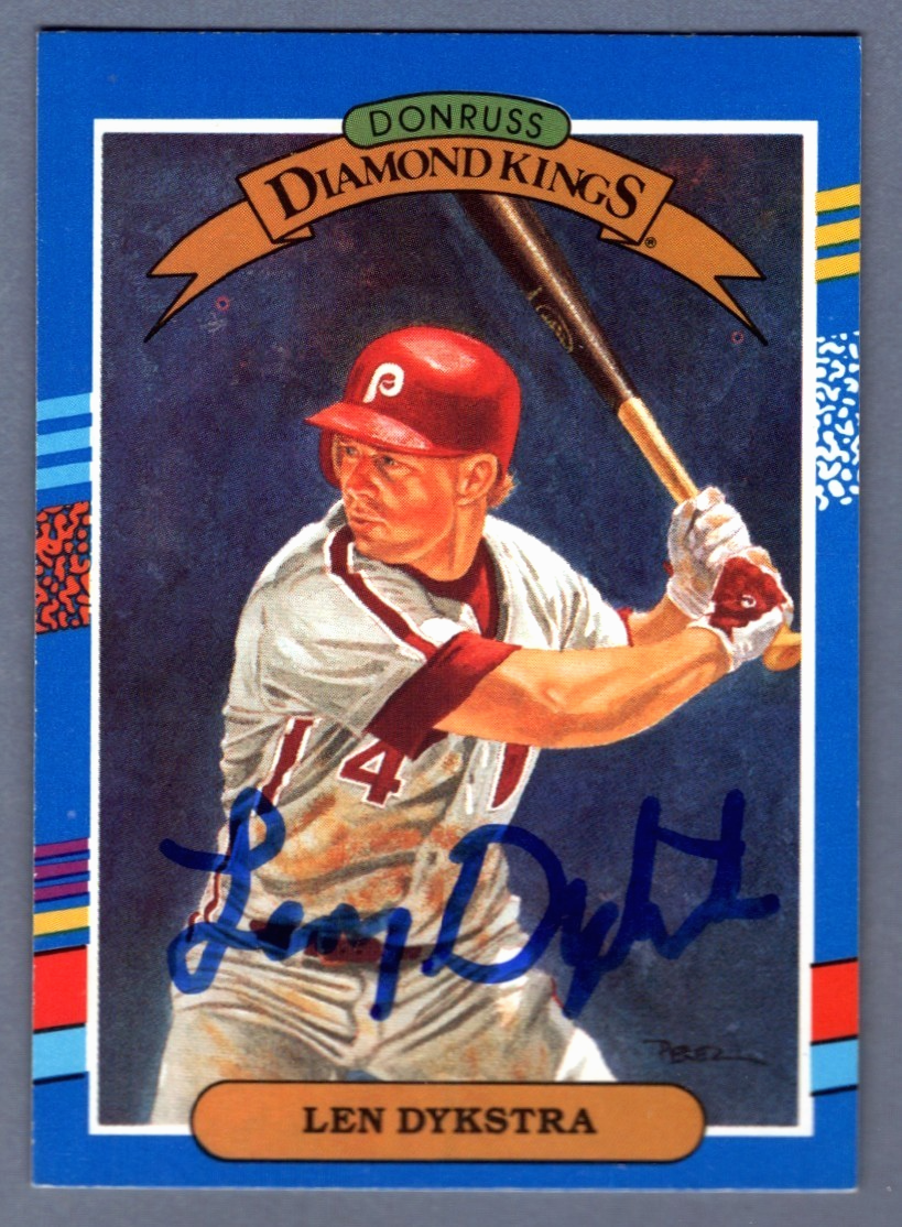Lenny Dykstra Signed 1990 Donruss #7 Diamond Kings LSCM COA Phillies0