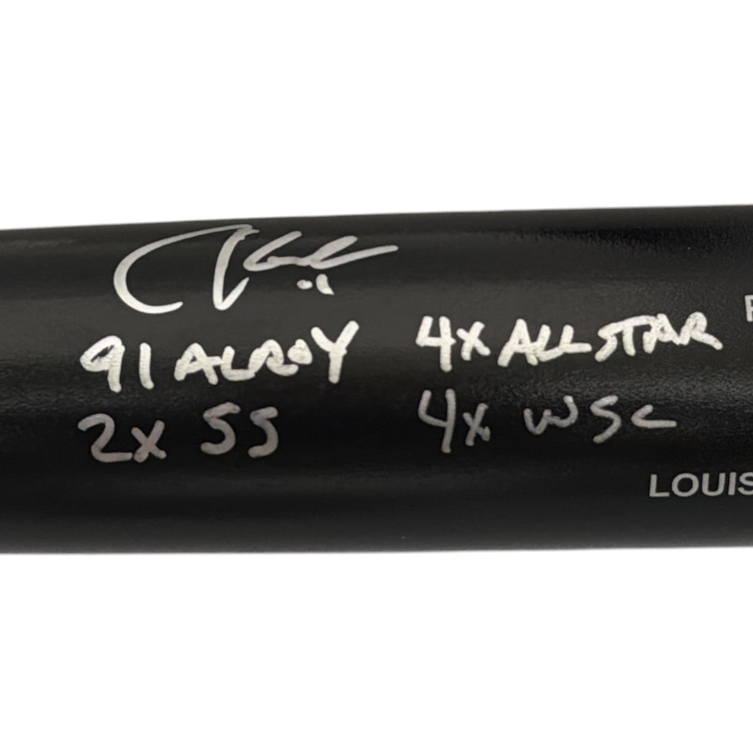 Chuck Knoblauch Signed Louisville Slugger Black Bat w/ 4 Insc JSA Witness COA1
