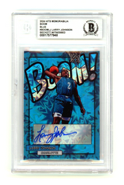 Larry Johnson 2024 Hits Memorabilia BOOM Blue 1/2 Signed BGS BAS Auto Charlotte0
