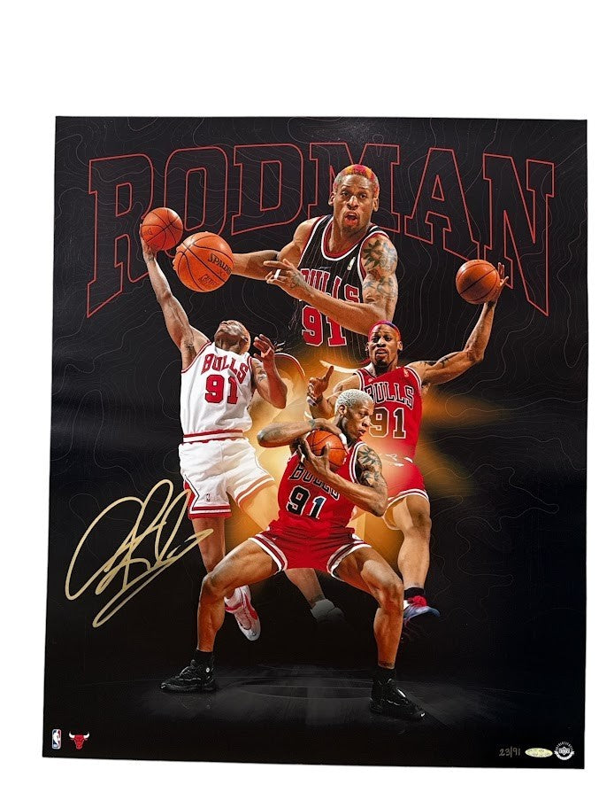 Dennis Rodman Signed Chicago Bulls Collage 20x24 Photo #23/91 Upper Deck UDA COA3