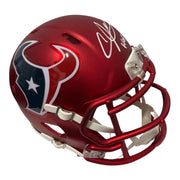 Andre Johnson Signed Texans Blaze Mini Helmet w/ HOF 24 Beckett Witness BAS COA0