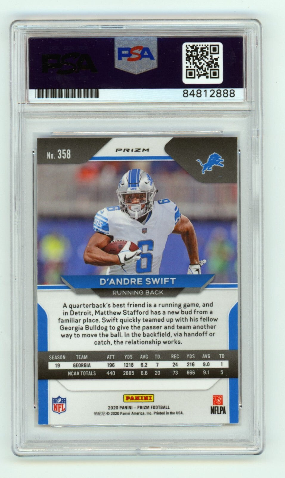 D'Andre Swift 2020 Panini Prizm #358 Red White Blue RWB RC Signed PSA 10 Auto1