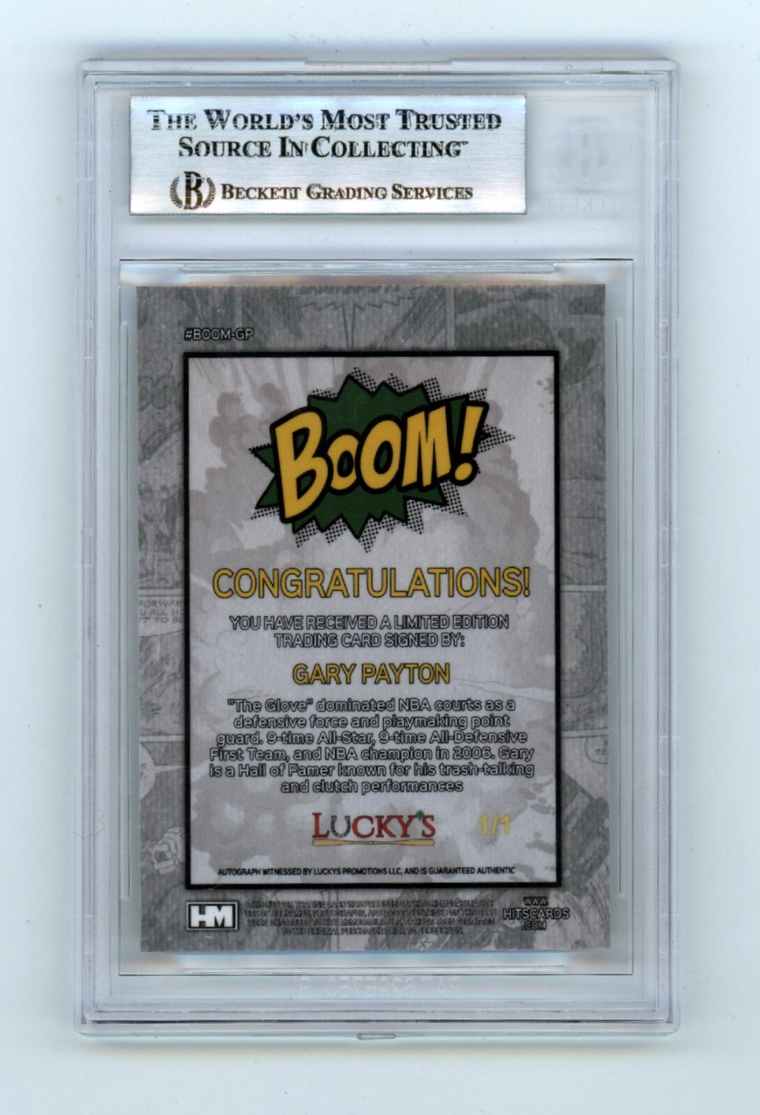 Gary Payton 2024 Hits Memorabilia BOOM Super #1/1 Signed BGS BAS Auto Sonics1