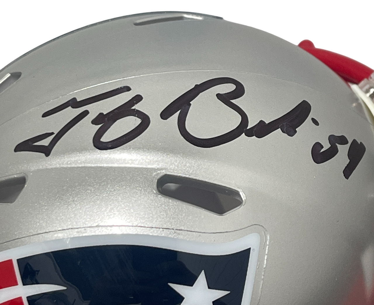 Tedy Bruschi Signed New England Patriots Speed Mini Helmet Beckett Wit BAS COA1