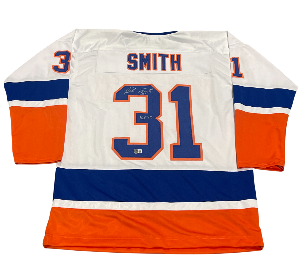 Billy Smith Signed Islanders Custom Jersey w/ HOF 93 Beckett Wit BAS COA0