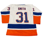 Billy Smith Signed Islanders Custom Jersey w/ HOF 93 Beckett Wit BAS COA0