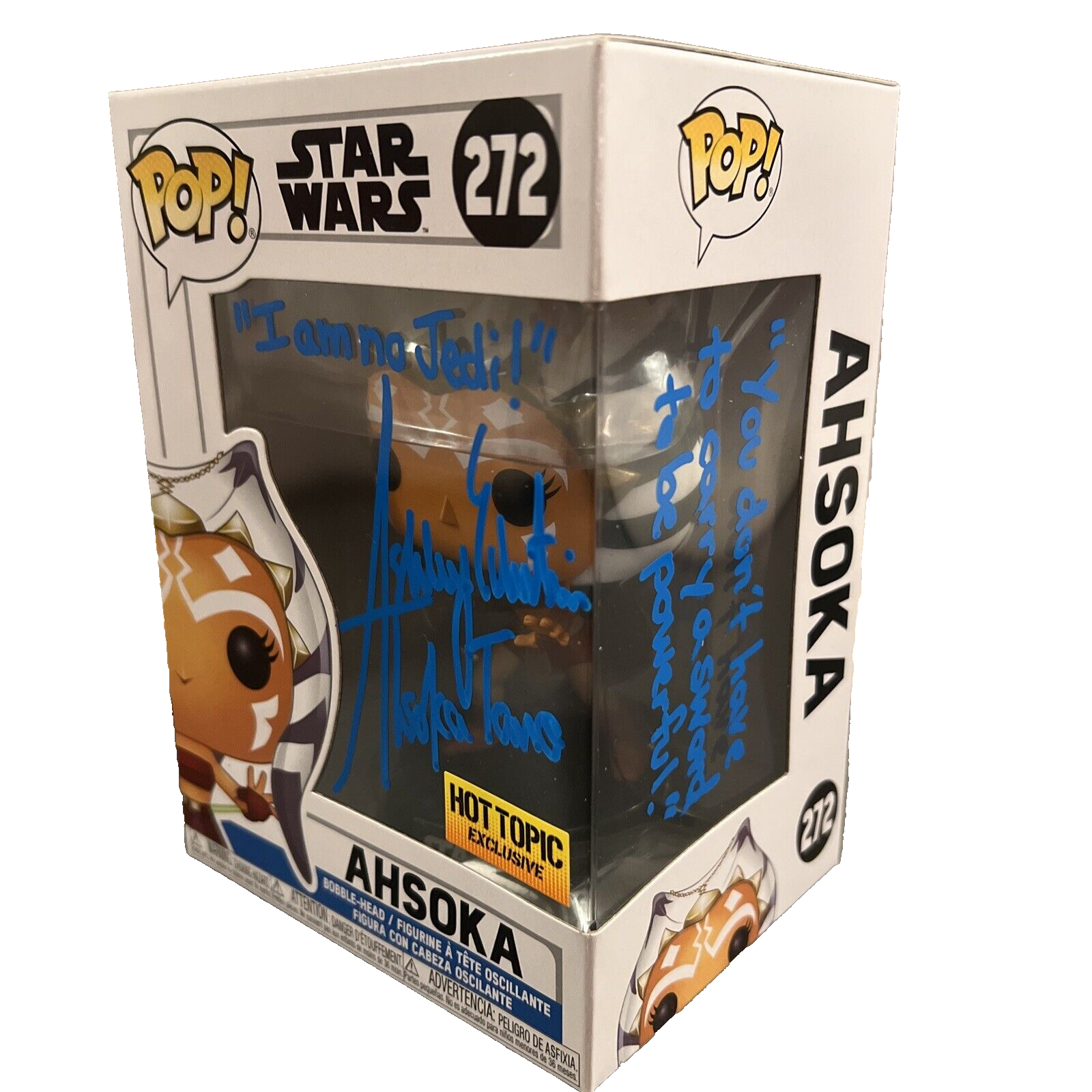 Ashley Eckstein Signed Auto Ahsoka Tano 272 Star Wars Funko Pop w 2 Insc JSA COA0