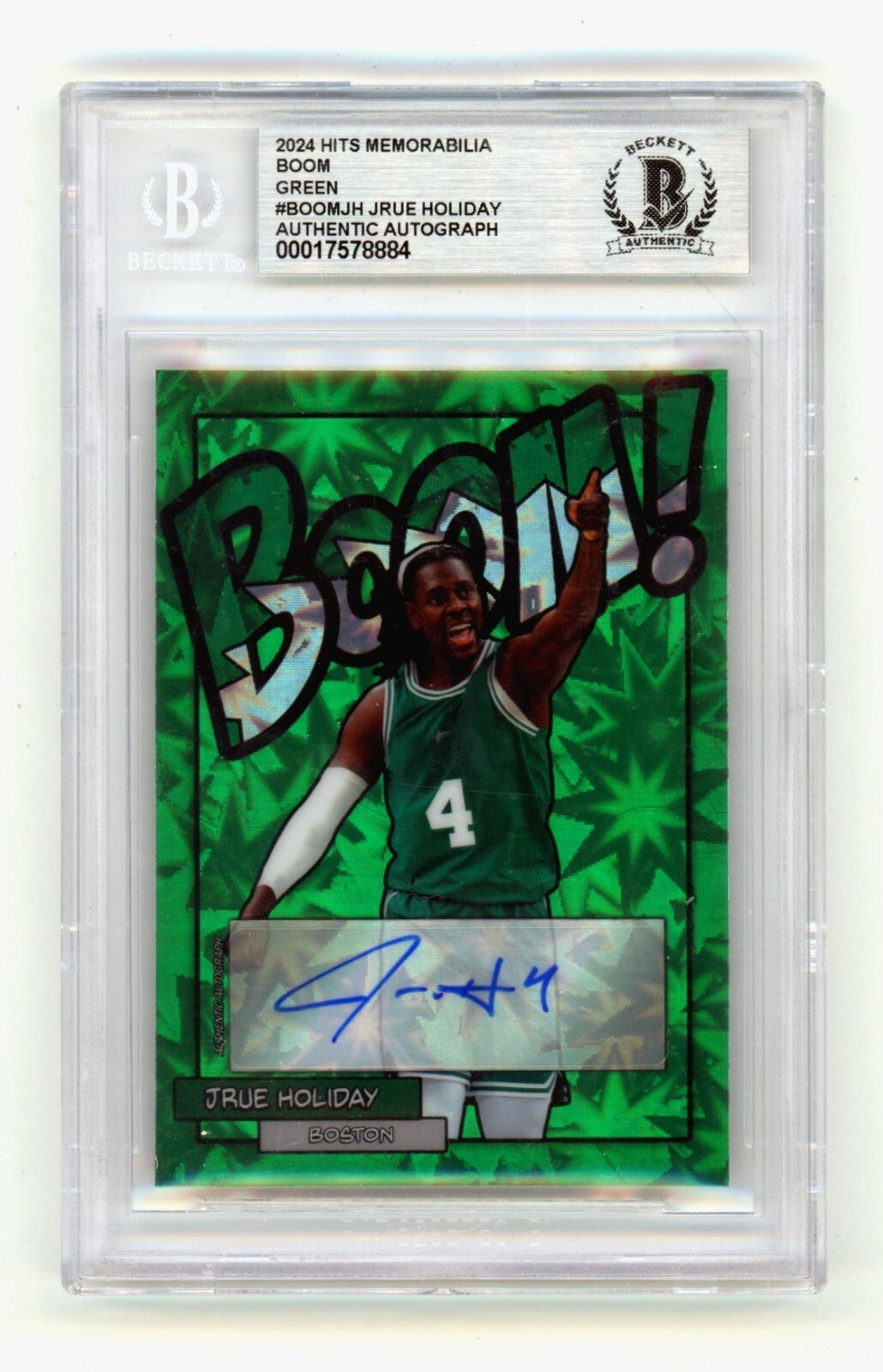 Jrue Holiday 2024 Hits Memorabilia BOOM Green JSY # 4/4 Signed BGS BAS Auto0