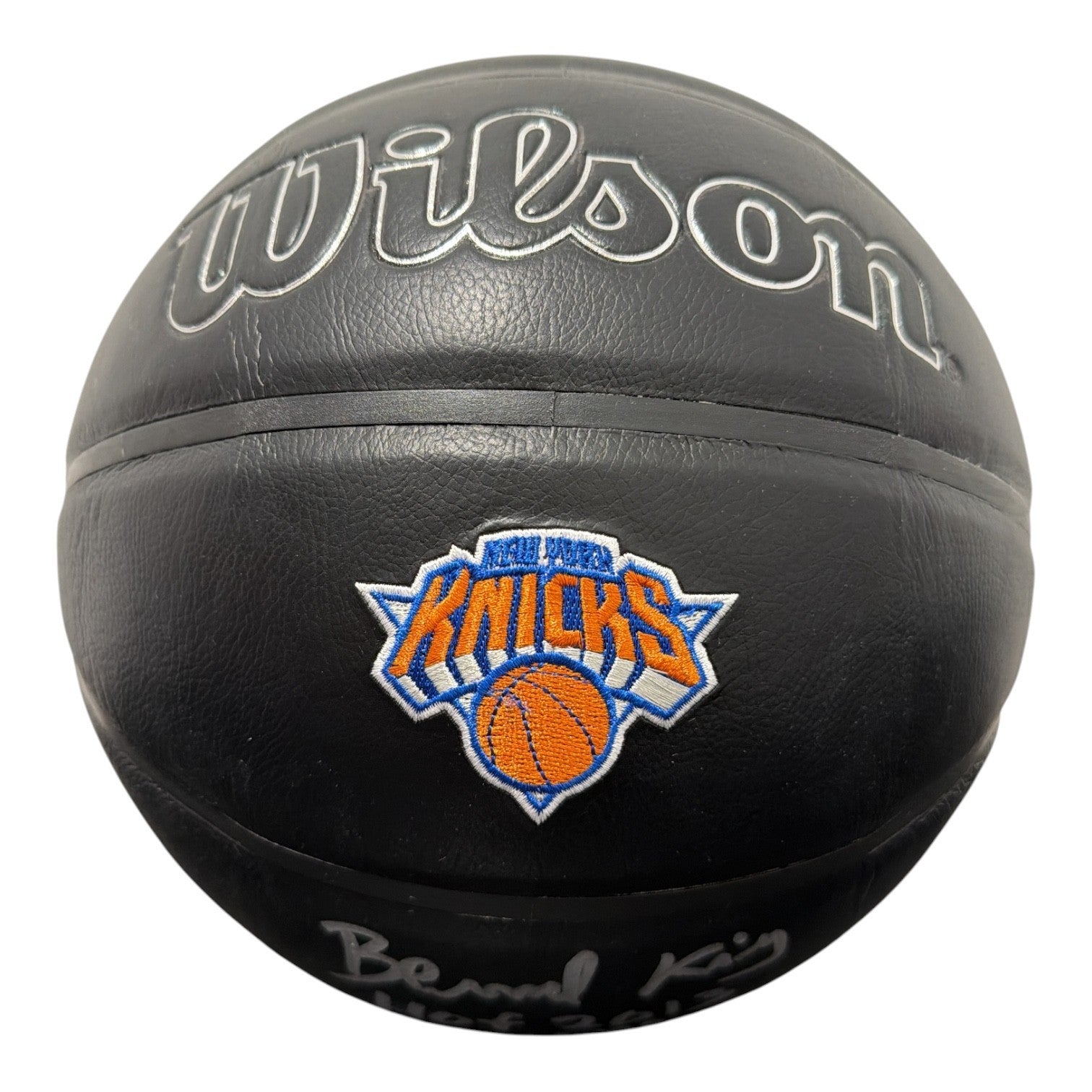 Bernard King Signed Black Knicks Wilson NBA Basketball w/ HOF + NY Ins JSA W COA2