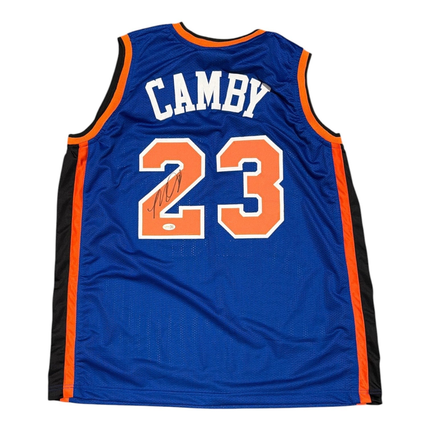 Marcus Camby Signed Autographed New York Knicks Custom Jersey JSA Witness COA0
