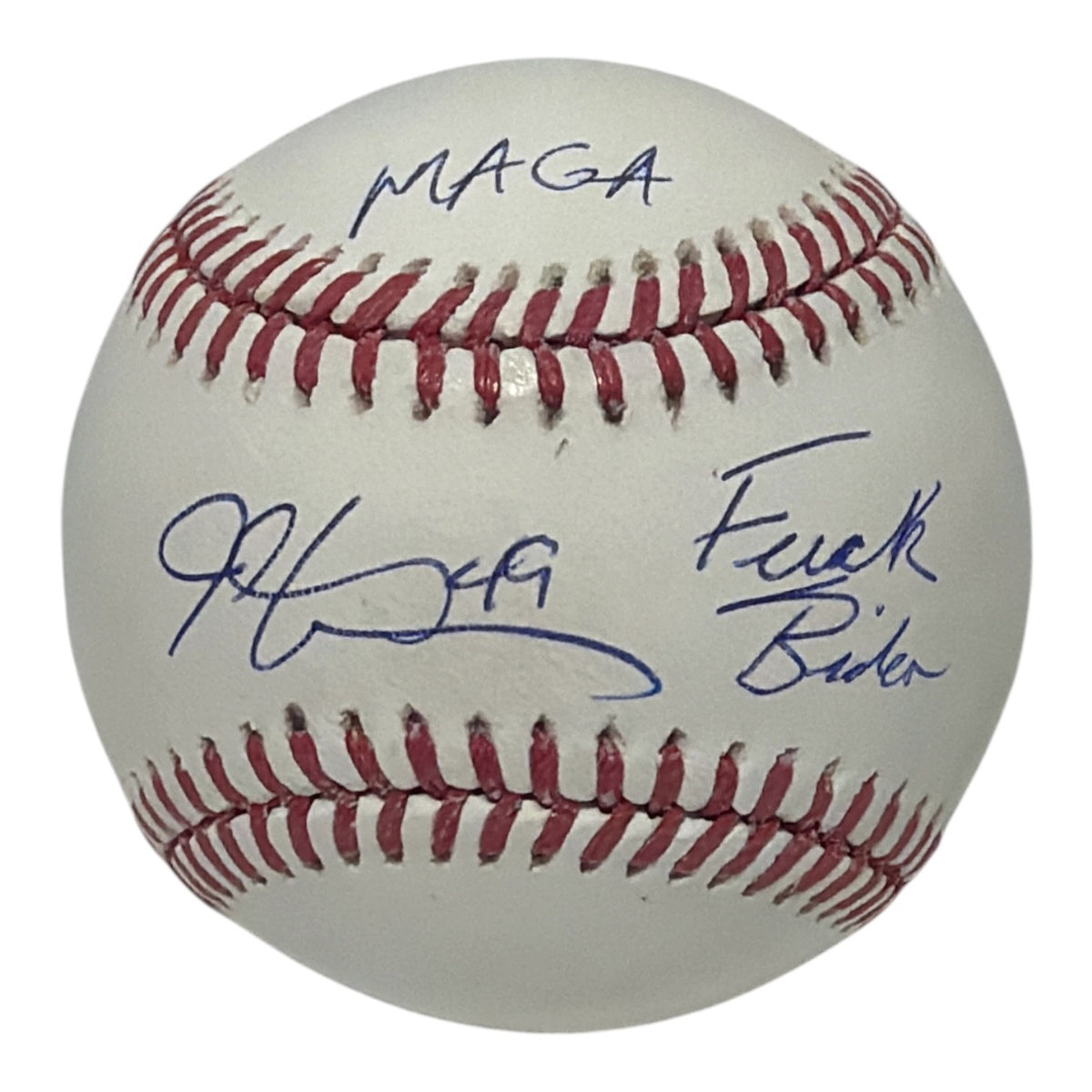 John Rocker Signed ROMLB Baseball w/ F**K Biden + MAGA JSA Witness COA0