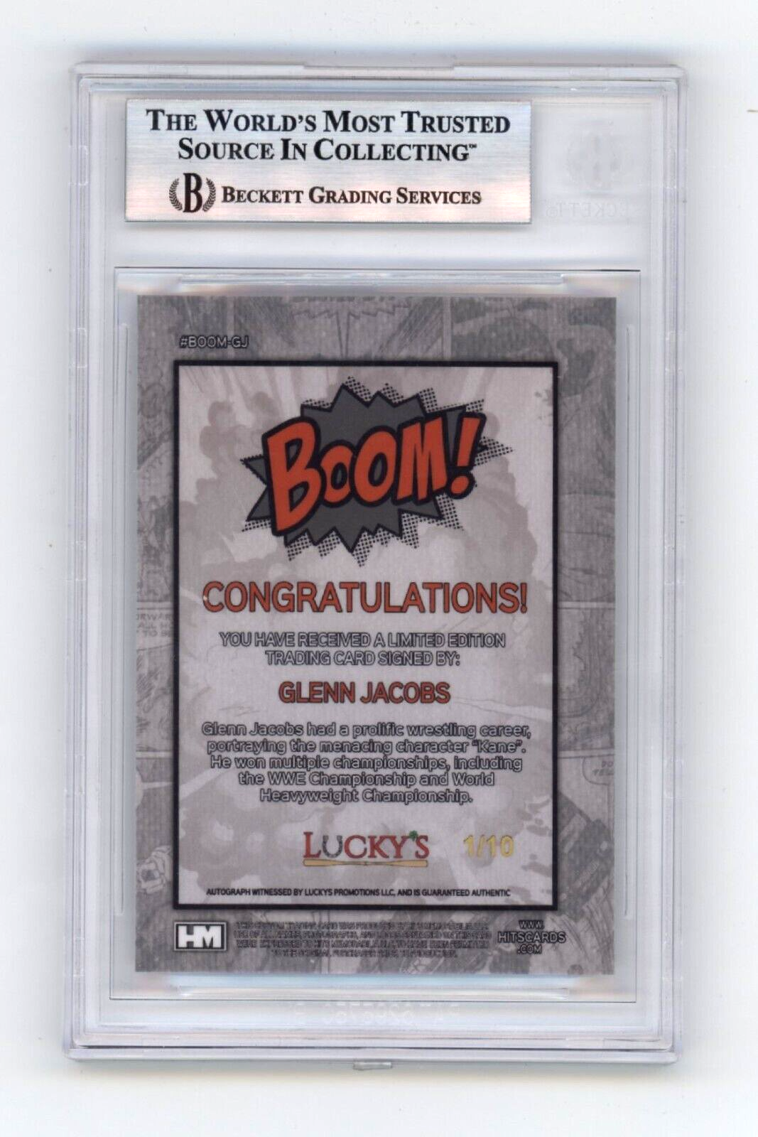 Glenn Jacobs KANE 2024 Hits Memorabilia BOOM Silver #/10 Signed BGS BAS Auto1